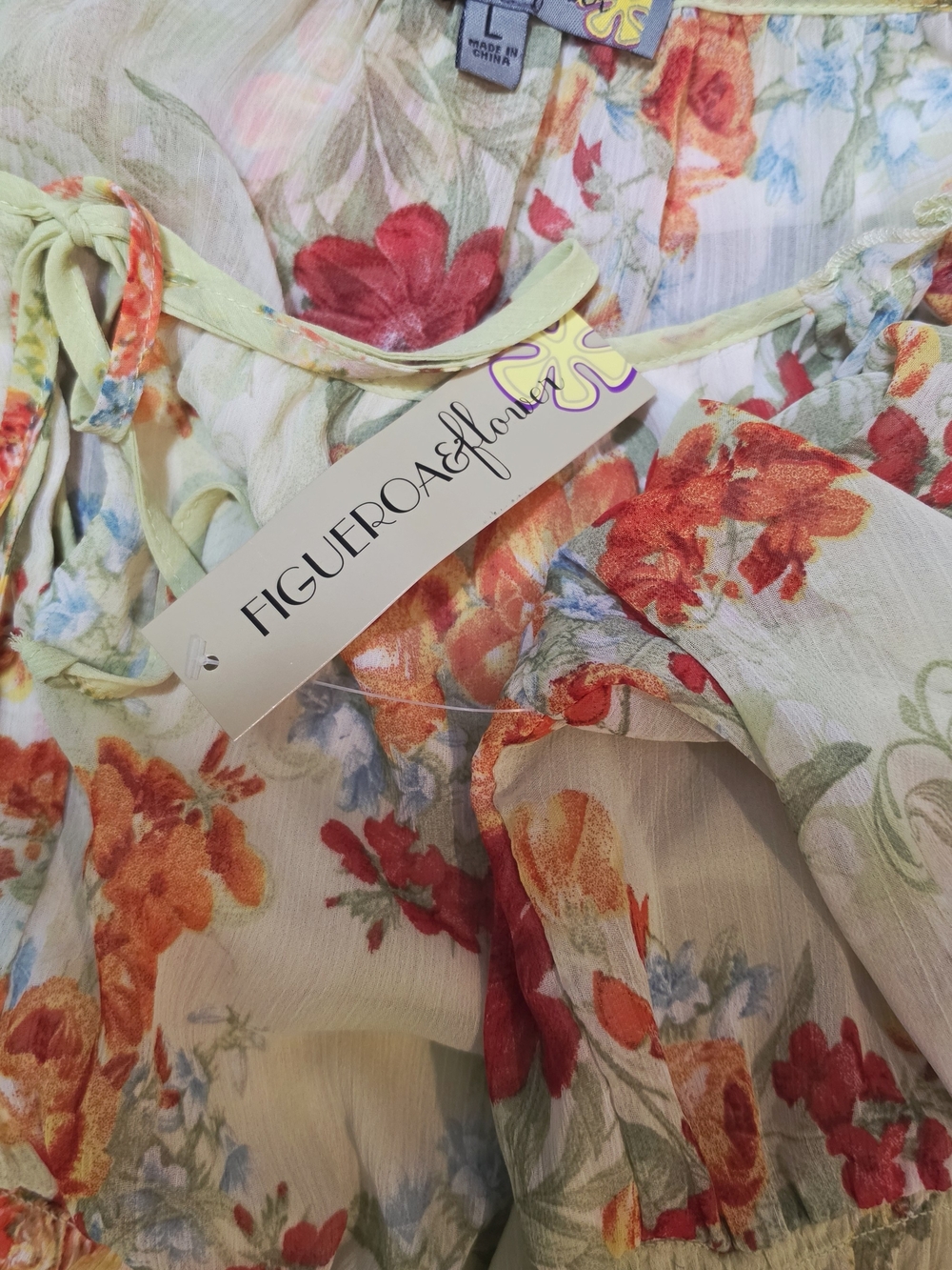 Figueroa & Flower Floral Tiered Smocked Midi Dress Size L NWT Size 10 - Picture 4 of 4